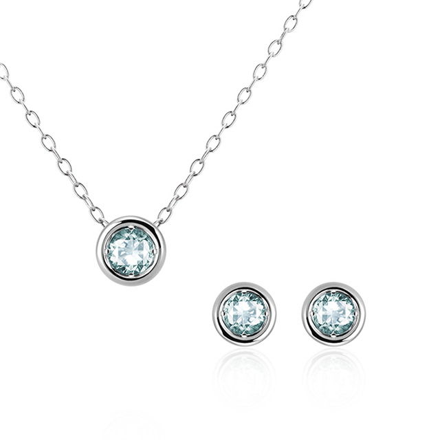 헤미스피어 Set 14k 화이트골드 aquamarine 0.2ct & 0.1ct