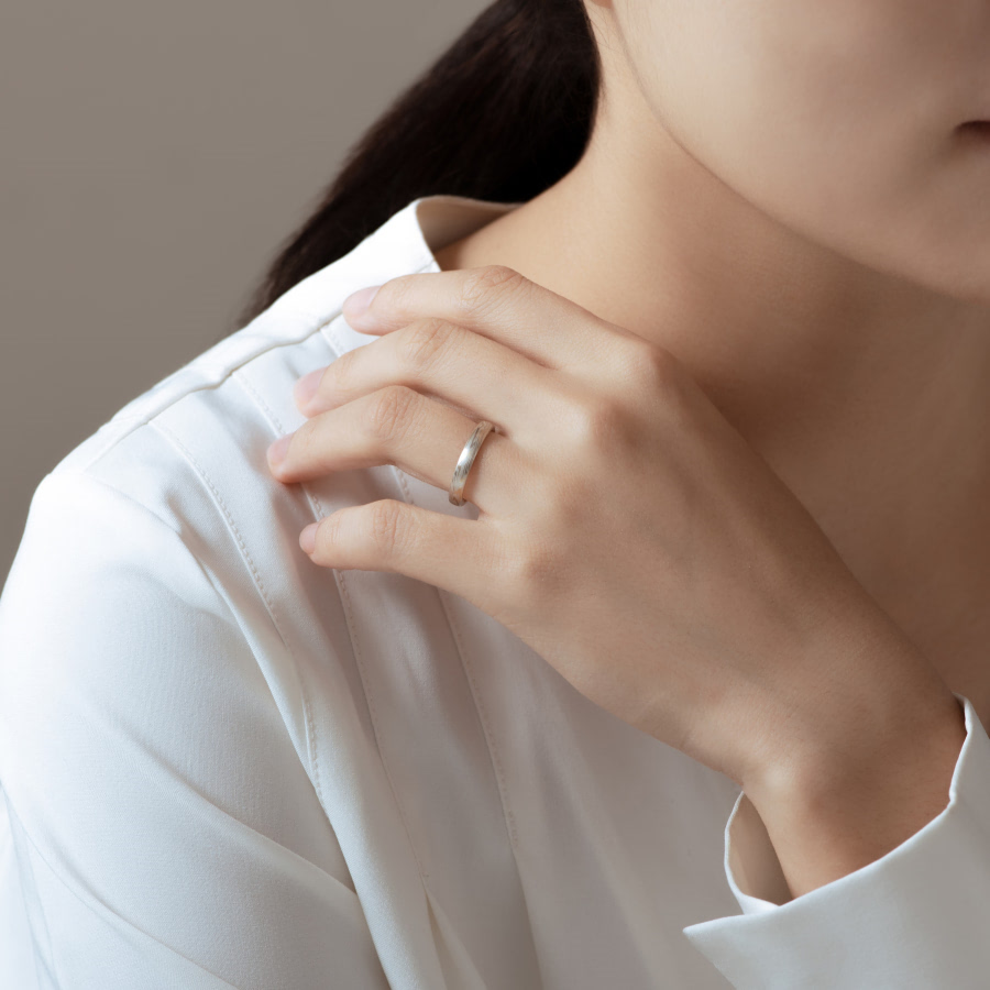 모쿠메가네 Cosmos 돔밴드링 3mm 18k YG & WG & Silver_950