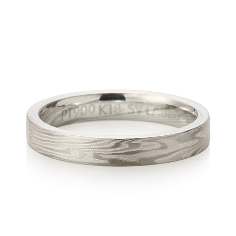 모쿠메가네 ICE 플랫밴드링 3mm Pt_900 & 18k WG & Silver_950