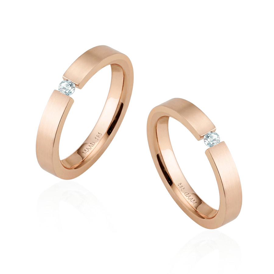 게르만헤로스 텐션밴드 커플링 (3mm+3mm) 14k 레드골드 0.07ct hairline