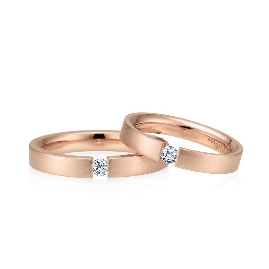 게르만헤로스 텐션밴드 커플링 (3mm+3mm) 14k 레드골드 0.07ct hairline
