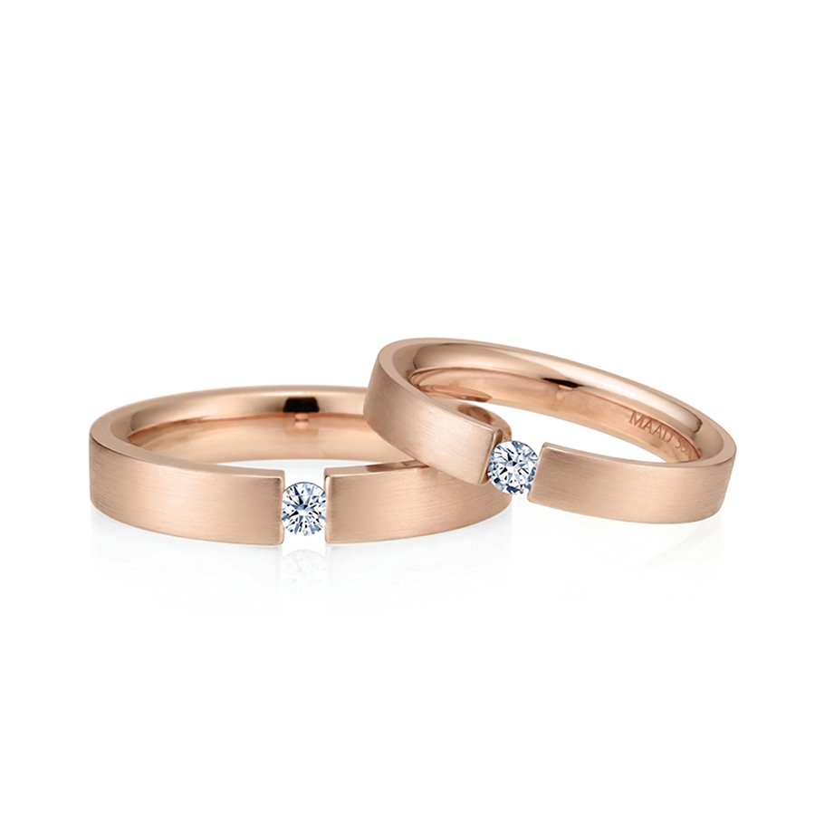 게르만헤로스 텐션밴드 커플링 (4mm+3mm) 14k 레드골드 0.1ct & 0.07ct hairline