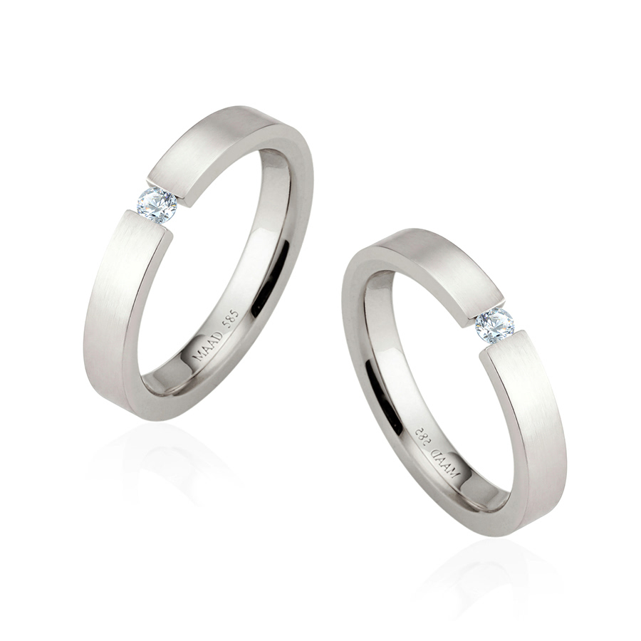 게르만헤로스 텐션밴드 커플링 (3mm+3mm) 14k 화이트골드 0.07ct hairline