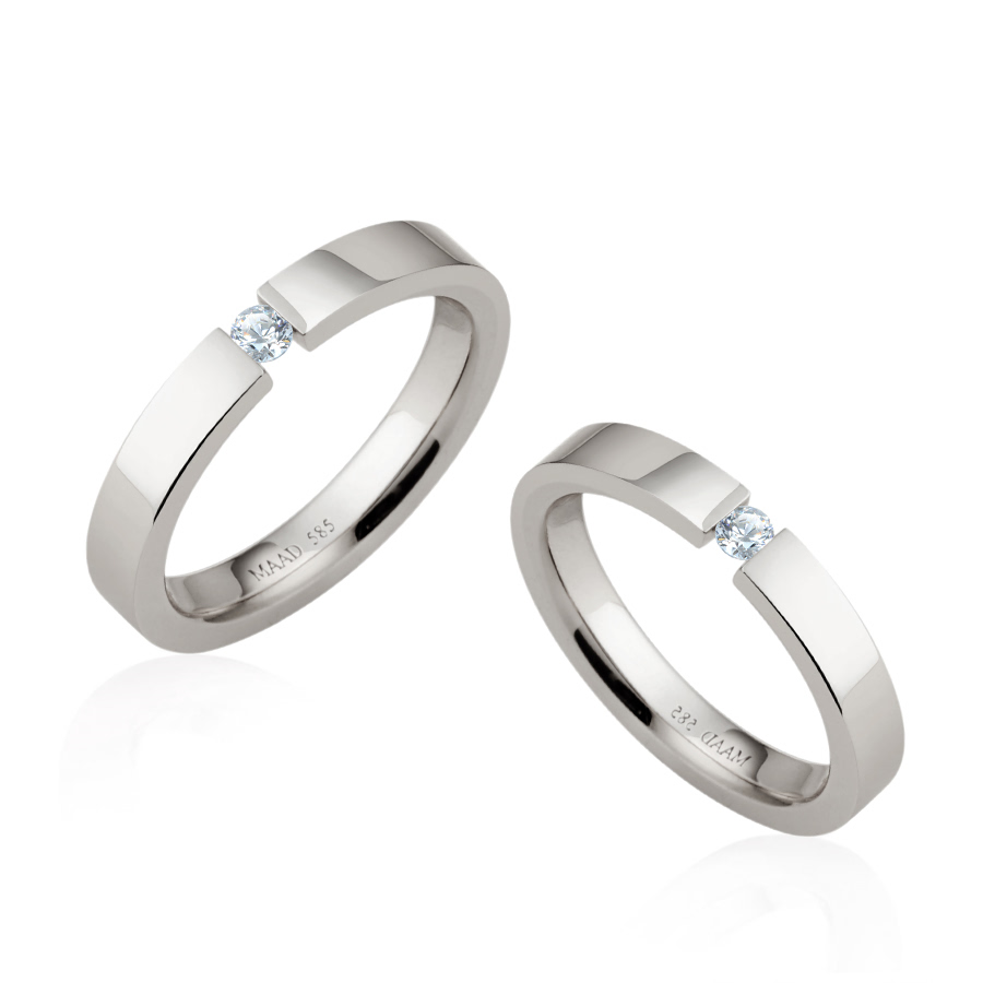 게르만헤로스 텐션밴드 커플링 (3mm+3mm) 14k 화이트골드 0.7ct