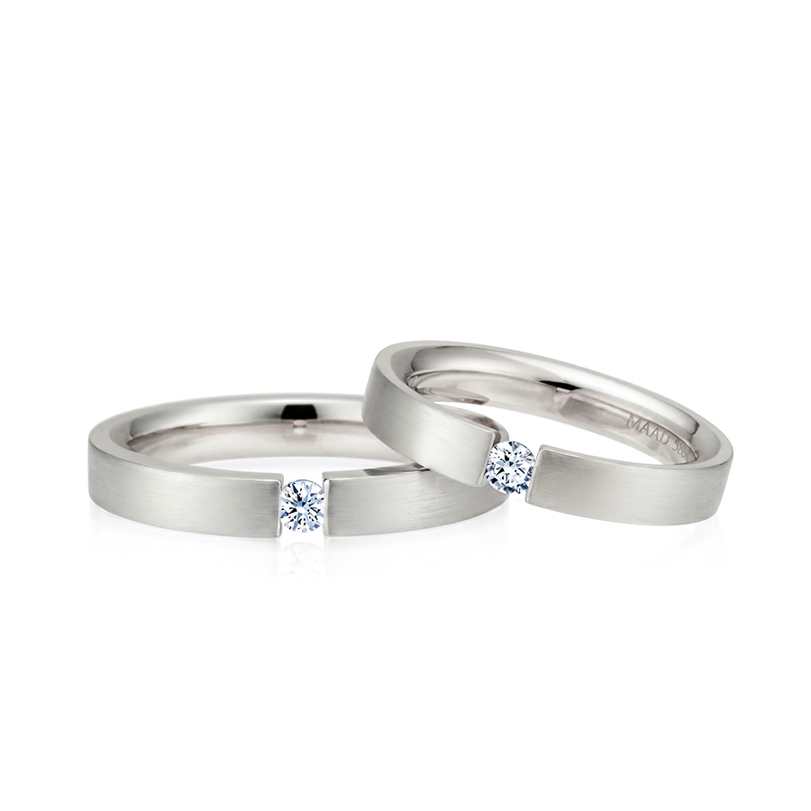 게르만헤로스 텐션밴드 커플링 (3mm+3mm) 14k 화이트골드 0.07ct hairline