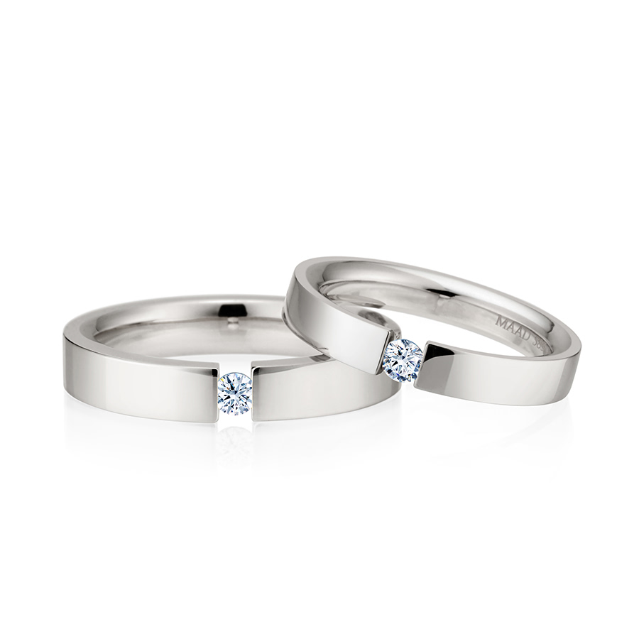 게르만헤로스 텐션밴드 커플링 (4mm+3mm) 14k 화이트골드 0.1ct & 0.07ct