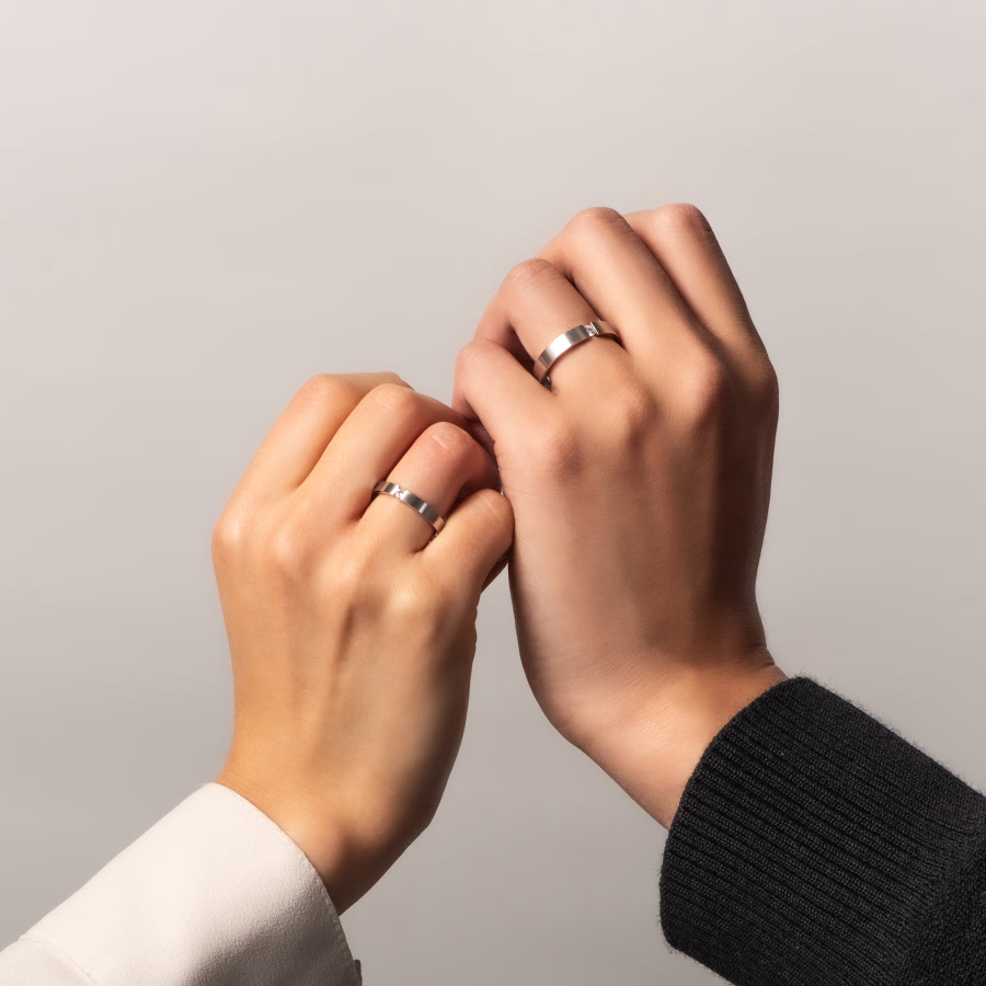 게르만헤로스 텐션밴드 커플링 (4mm+3mm) 14k 화이트골드 0.1ct & 0.07ct