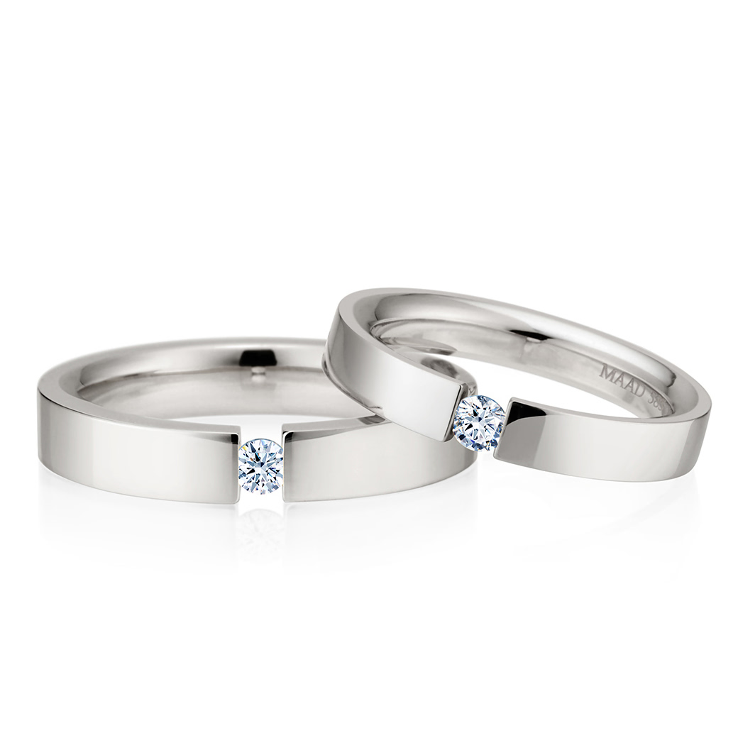 게르만헤로스 텐션밴드 커플링 (4mm+3mm) 14k 화이트골드 0.1ct & 0.07ct
