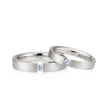 게르만헤로스 텐션밴드 커플링 (4mm+3mm) 14k 화이트골드 0.1ct & 0.07ct hairline