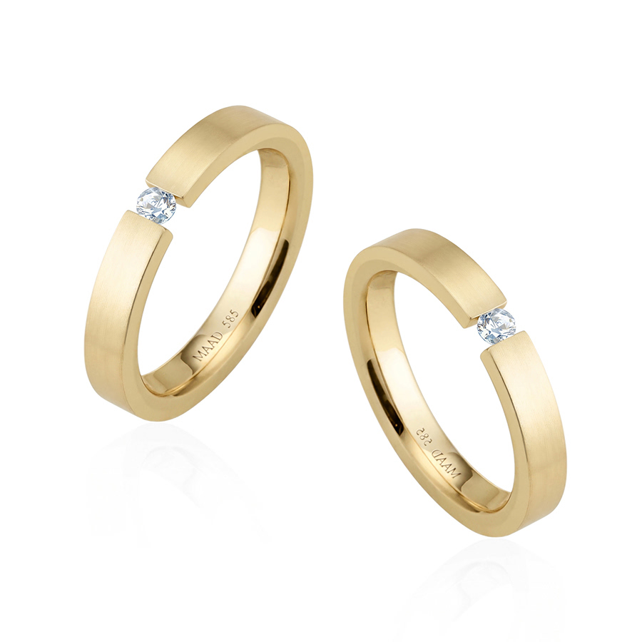 게르만헤로스 텐션밴드 커플링 (3mm+3mm) 14k 0.07ct hairline