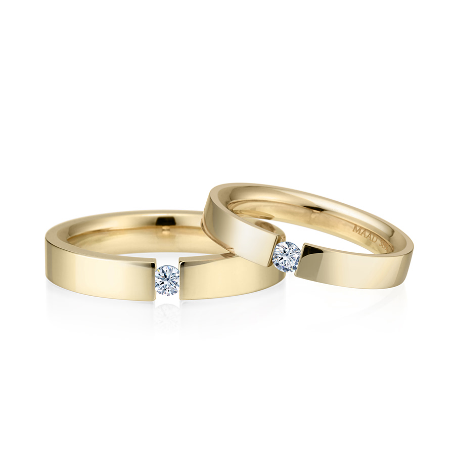 게르만헤로스 텐션밴드 커플링 (4mm+3mm) 14k 0.1ct & 0.07ct