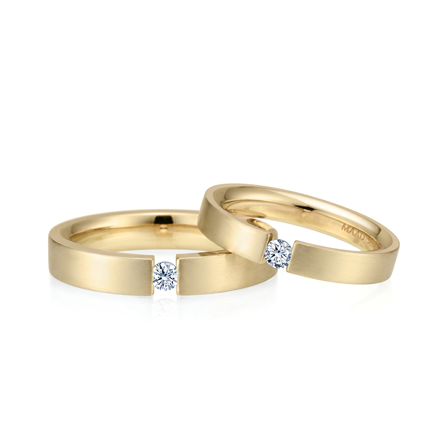 게르만헤로스 텐션밴드 커플링 (4mm+3mm) 14k 0.1ct hairline & 0.07ct hairline