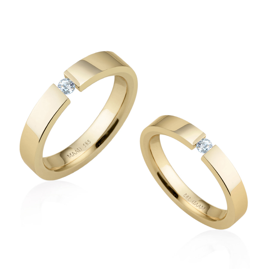 게르만헤로스 텐션밴드 커플링 (4mm+3mm) 14k 0.1ct & 0.07ct