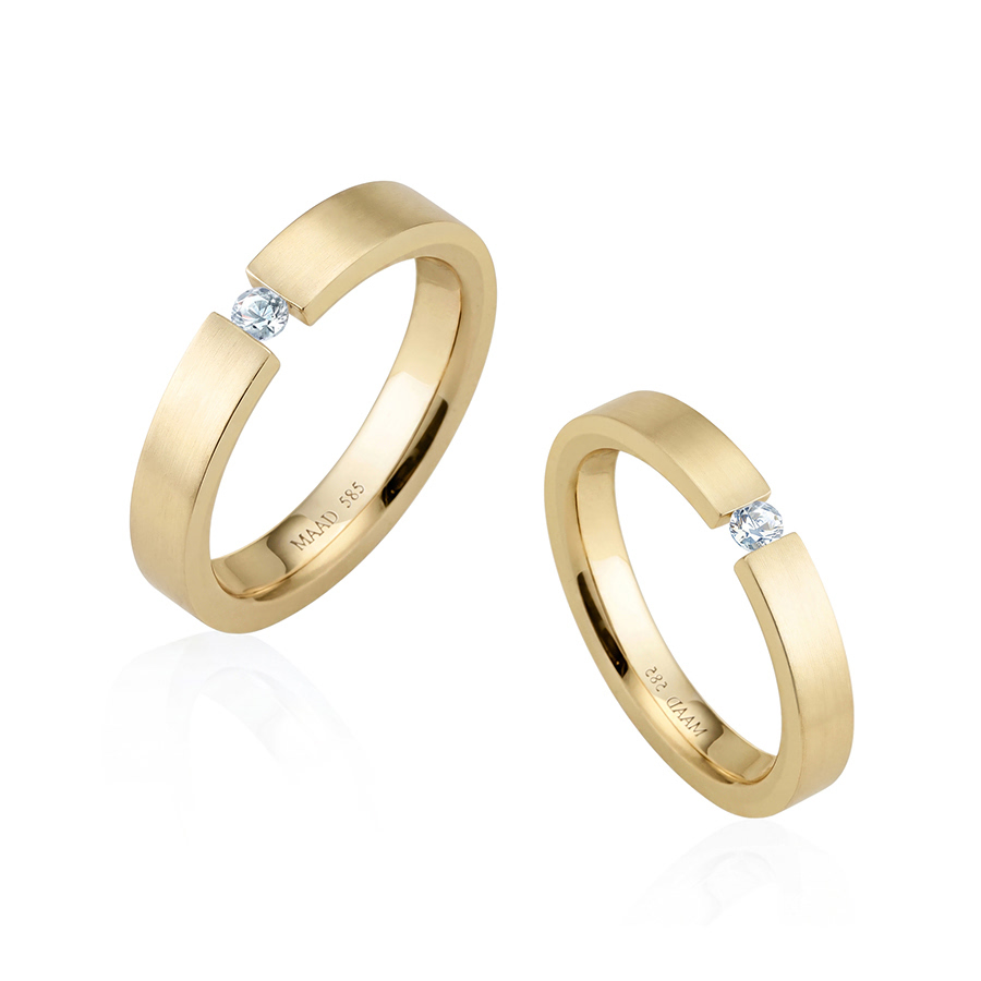 게르만헤로스 텐션밴드 커플링 (4mm+3mm) 14k 0.1ct hairline & 0.07ct hairline
