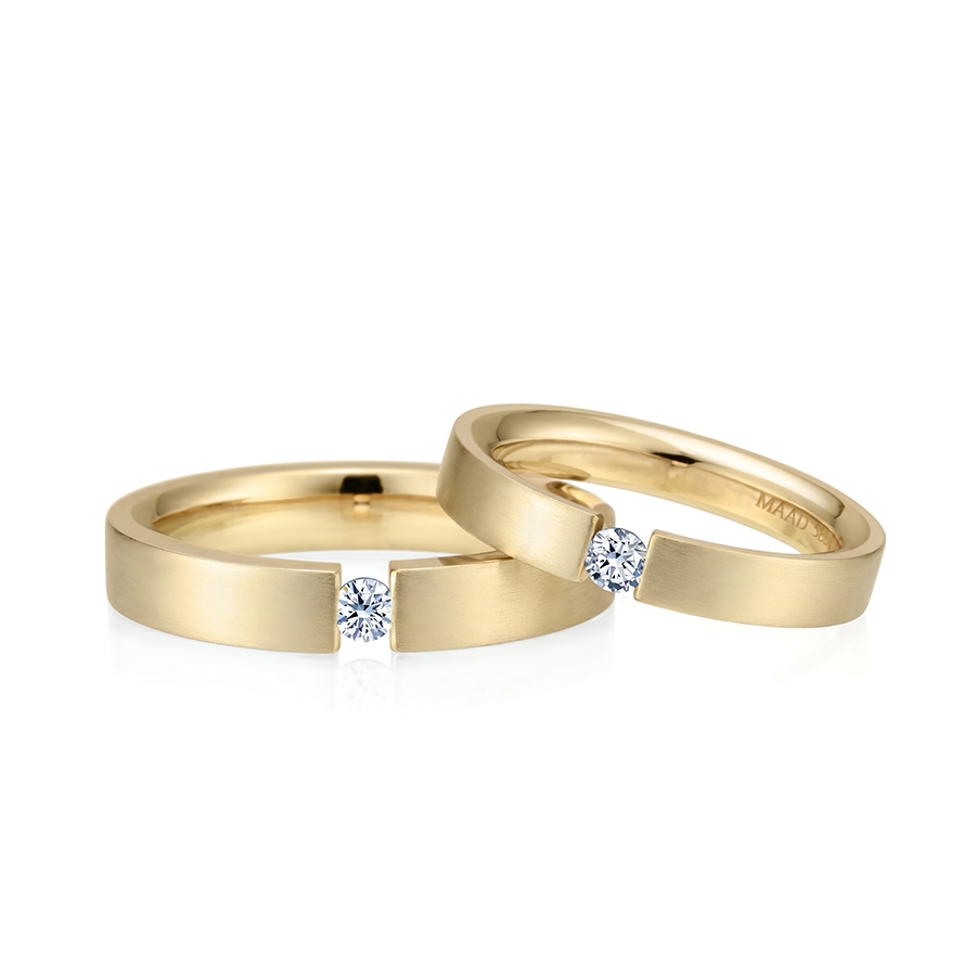 게르만헤로스 텐션밴드 커플링 (4mm+3mm) 14k 0.1ct hairline & 0.07ct hairline