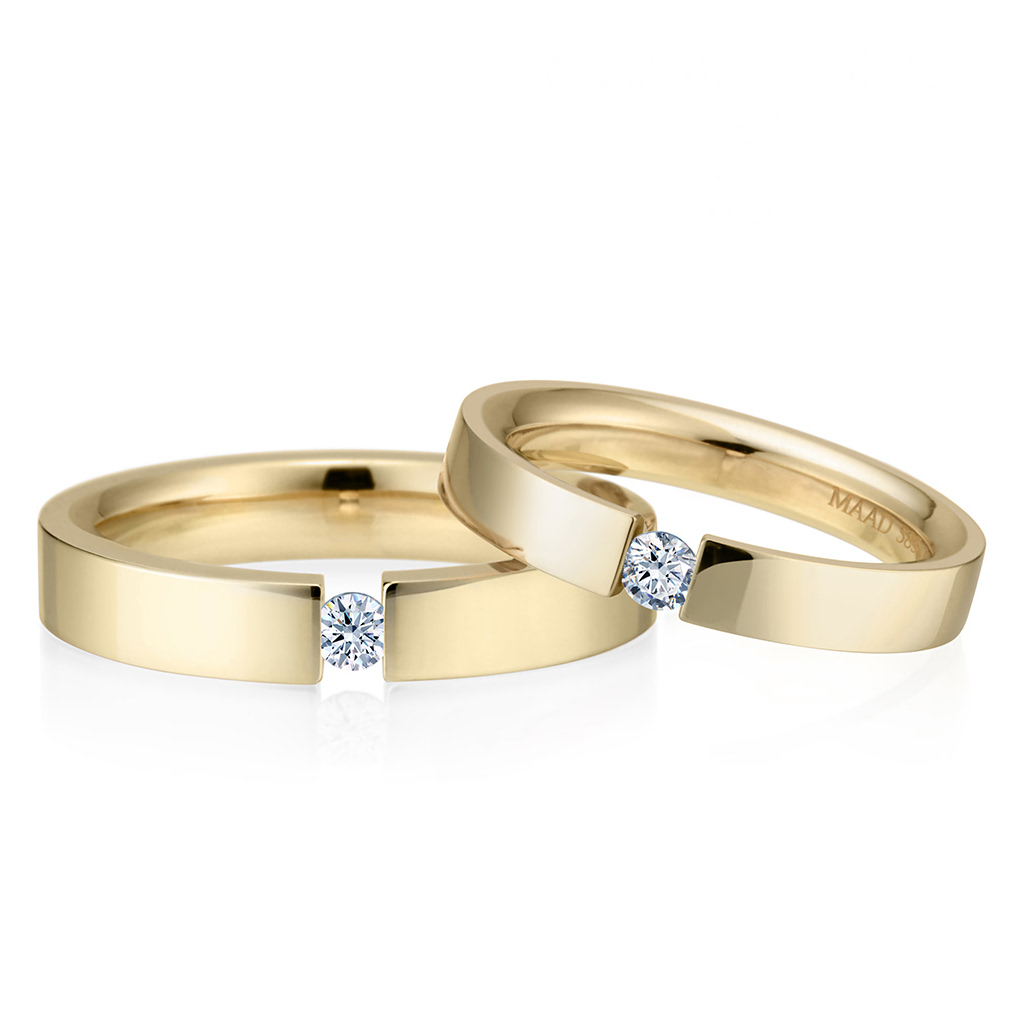 게르만헤로스 텐션밴드 커플링 (4mm+3mm) 14k 0.1ct & 0.07ct
