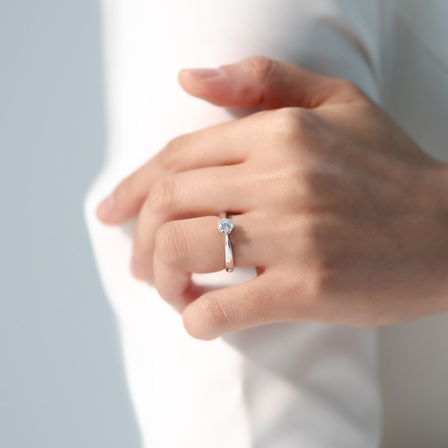 프리그 반지 14k 화이트골드 0.3ct