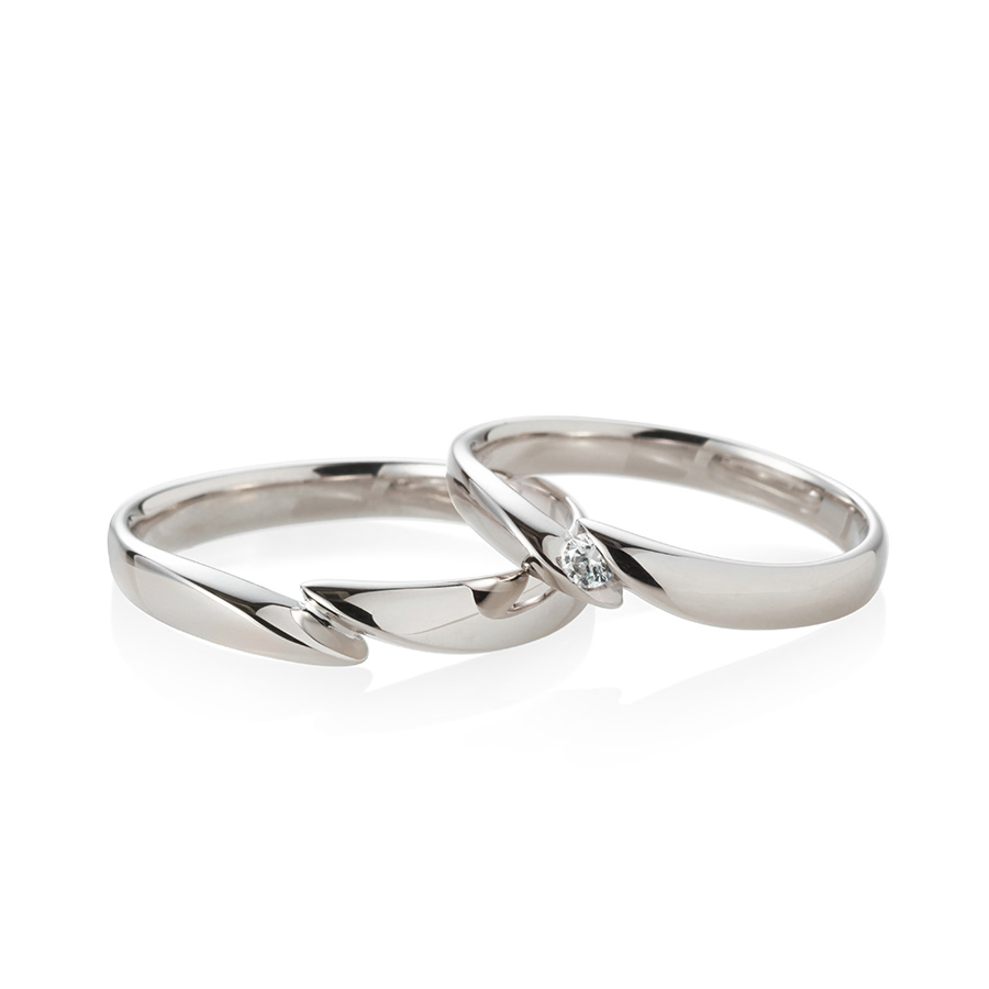 춘란 MG 커플링 (중+중) 14k 화이트골드 0.04ct & flat