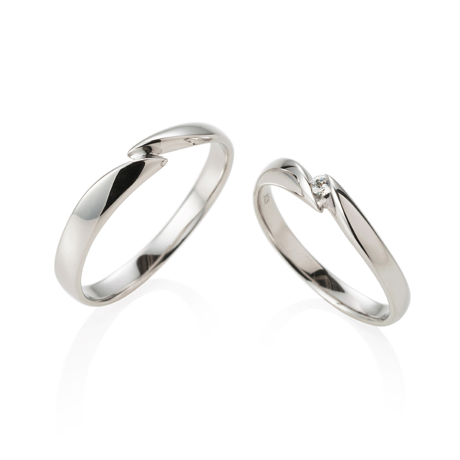 춘란 MG 커플링 (중+중) 14k 화이트골드 0.04ct & flat