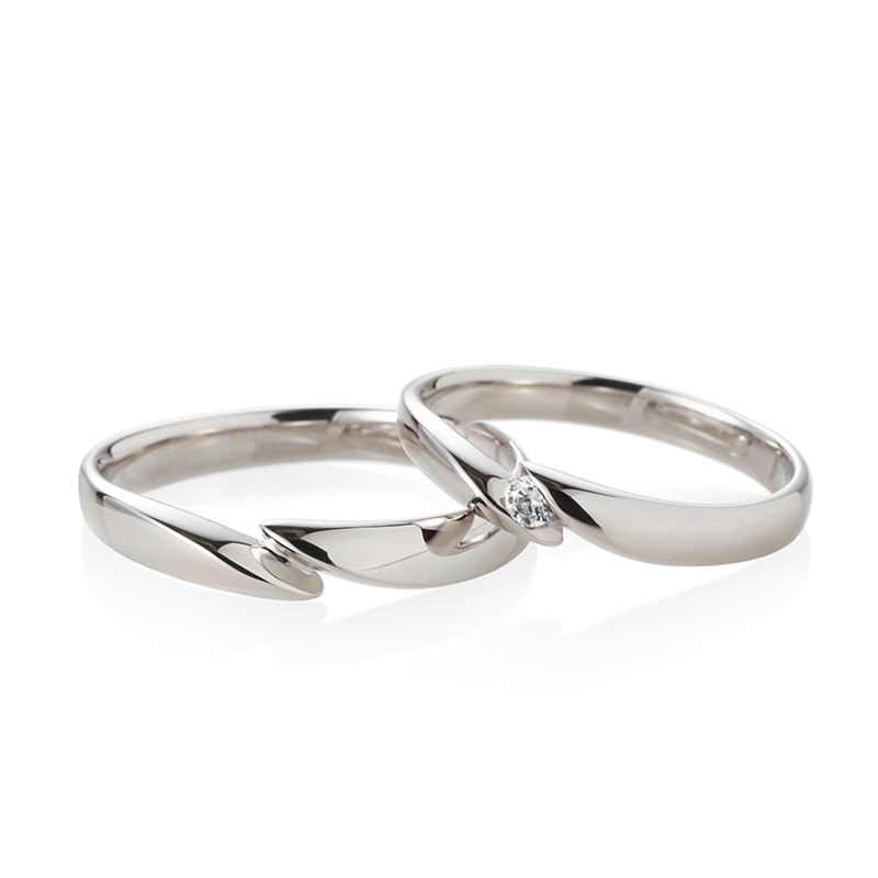 춘란 MG 커플링 (중+중) 14k 화이트골드 0.04ct & flat