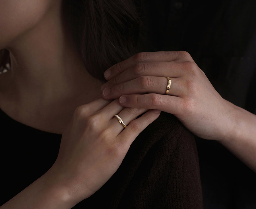유니즌 II 커플링 (소+소) 14k CZ & flat
