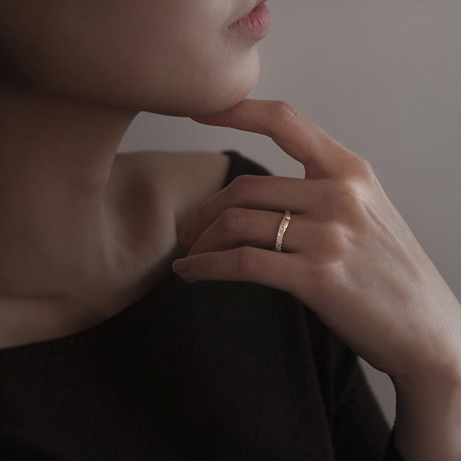 유니즌 II 커플링 (소+소) 14k CZ & flat