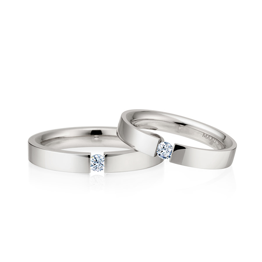 게르만헤로스 텐션밴드 커플링 (3mm+3mm) 14k 화이트골드 0.07ct
