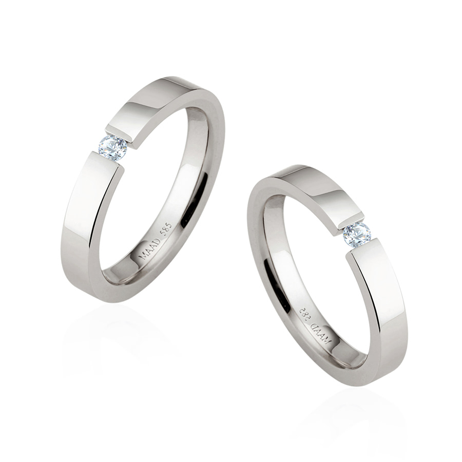 게르만헤로스 텐션밴드 커플링 (3mm+3mm) 14k 화이트골드 0.07ct