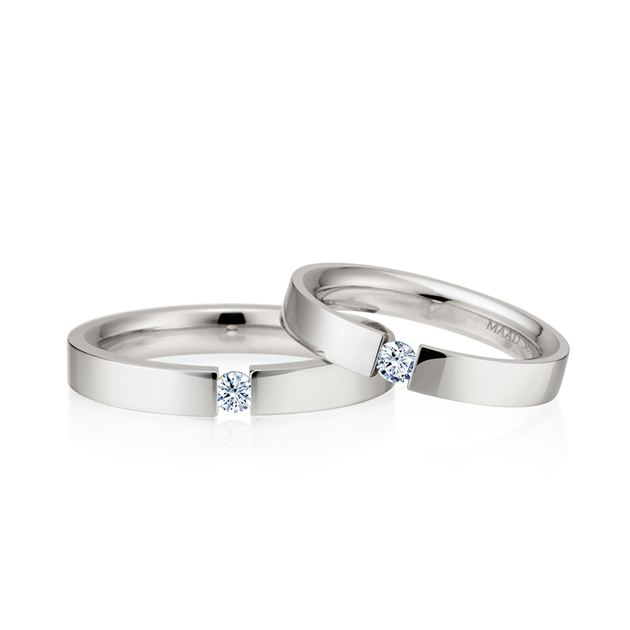 게르만헤로스 텐션밴드 커플링 (3mm+3mm) 14k 화이트골드 0.07ct