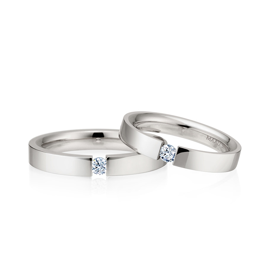 게르만헤로스 텐션밴드 커플링 (3mm+3mm) 14k 화이트골드 0.07ct