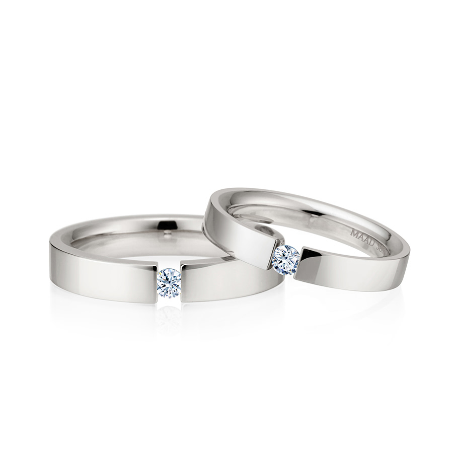 게르만헤로스 텐션밴드 커플링 (4mm+3mm) 14k 화이트골드 0.1ct & 0.07ct