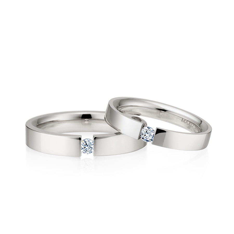 게르만헤로스 텐션밴드 커플링 (4mm+3mm) 14k 화이트골드 0.1ct & 0.07ct