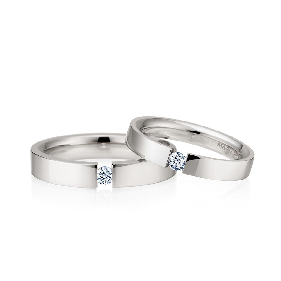게르만헤로스 텐션밴드 커플링 (4mm+3mm) 14k 화이트골드 0.1ct & 0.07ct
