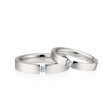 게르만헤로스 텐션밴드 커플링 (4mm+3mm) 14k 화이트골드 0.1ct & 0.07ct