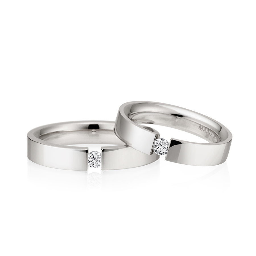 게르만헤로스 텐션밴드 커플링 (4mm+4mm) 14k 화이트골드 0.1ct