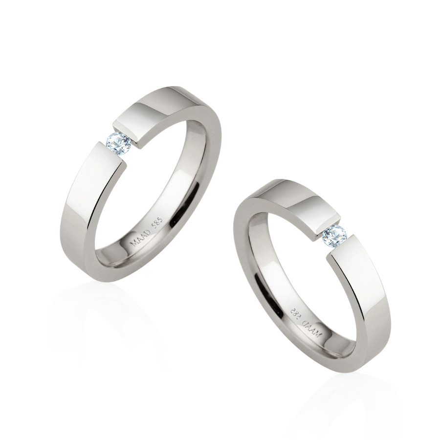 게르만헤로스 텐션밴드 커플링 (4mm+4mm) 14k 화이트골드 0.1ct