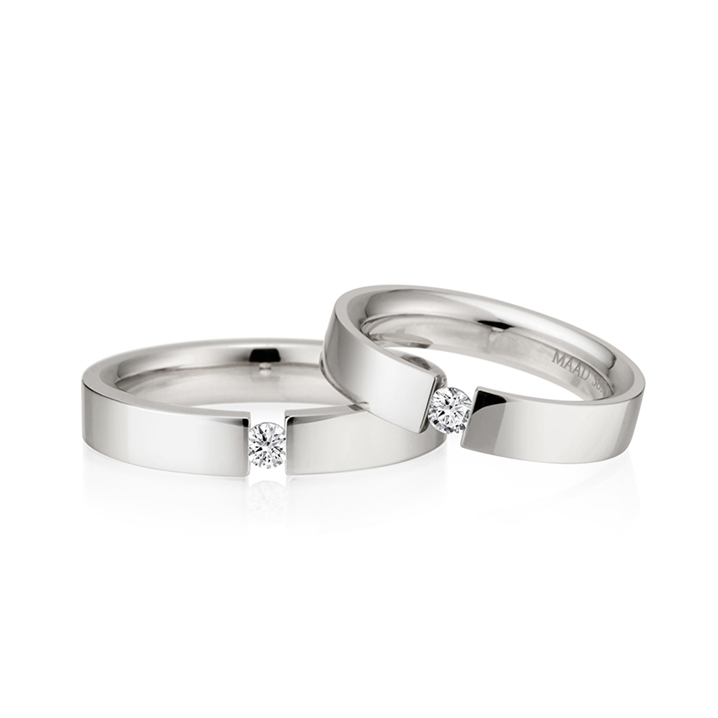 게르만헤로스 텐션밴드 커플링 (4mm+4mm) 14k 화이트골드 0.1ct