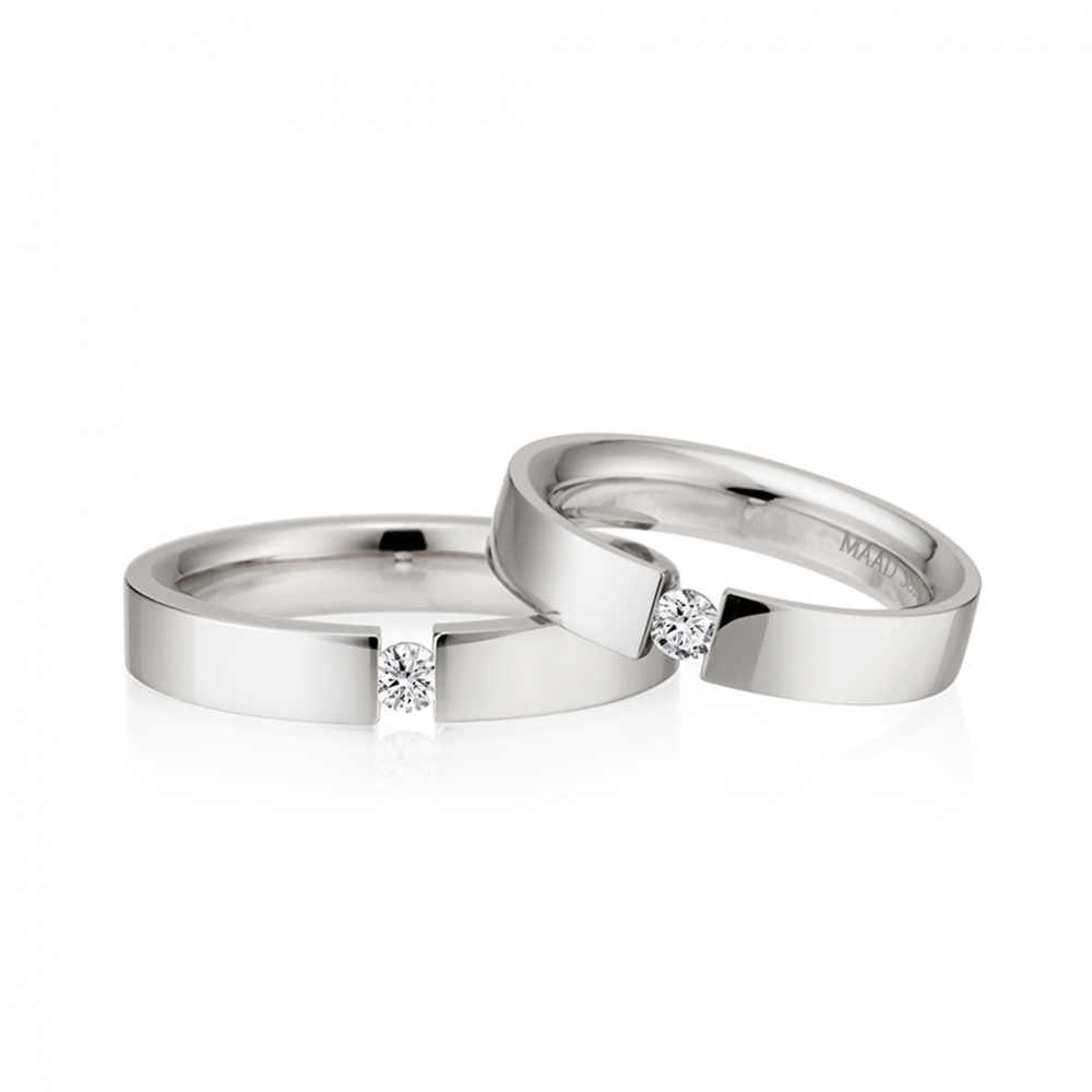 게르만헤로스 텐션밴드 커플링 (4mm+4mm) 14k 화이트골드 0.1ct