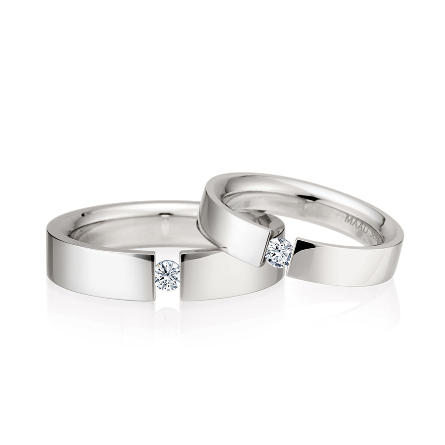 게르만헤로스 텐션밴드 커플링 (5mm+4mm) 14k 화이트골드 0.1ct