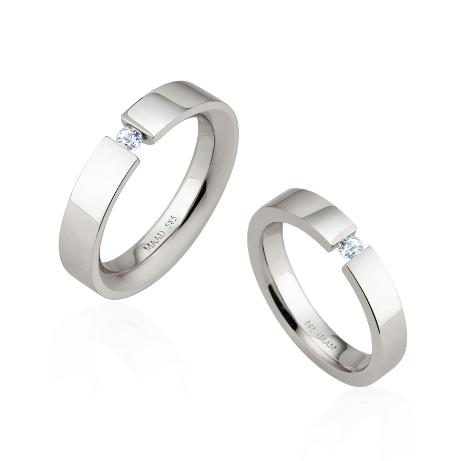 게르만헤로스 텐션밴드 커플링 (5mm+4mm) 14k 화이트골드 0.1ct