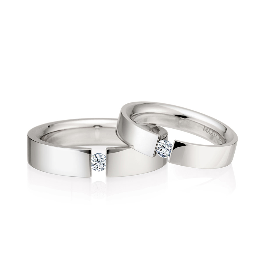 게르만헤로스 텐션밴드 커플링 (5mm+4mm) 14k 화이트골드 0.1ct