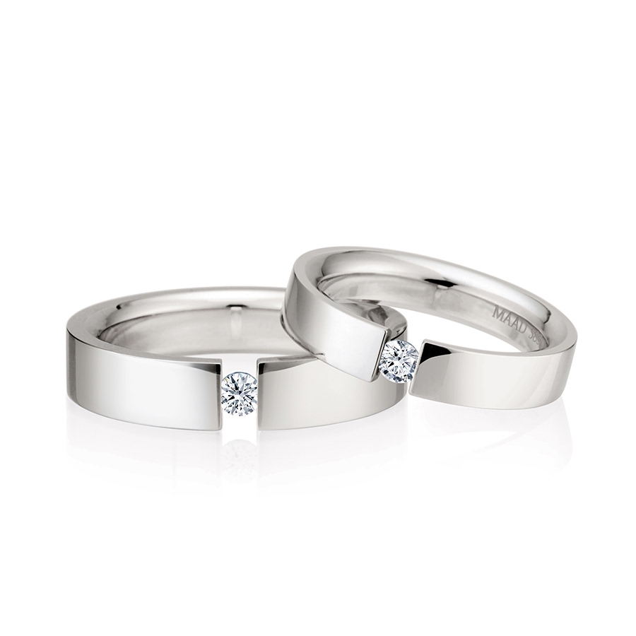 게르만헤로스 텐션밴드 커플링 (5mm+4mm) 14k 화이트골드 0.1ct