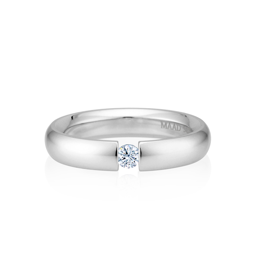 잉글리쉬헤로스 텐션밴드링 (4mm) 14k 화이트골드 0.1ct