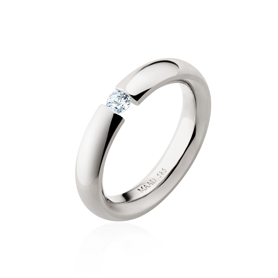 잉글리쉬헤로스 텐션밴드링 (4mm) 14k 화이트골드 0.1ct