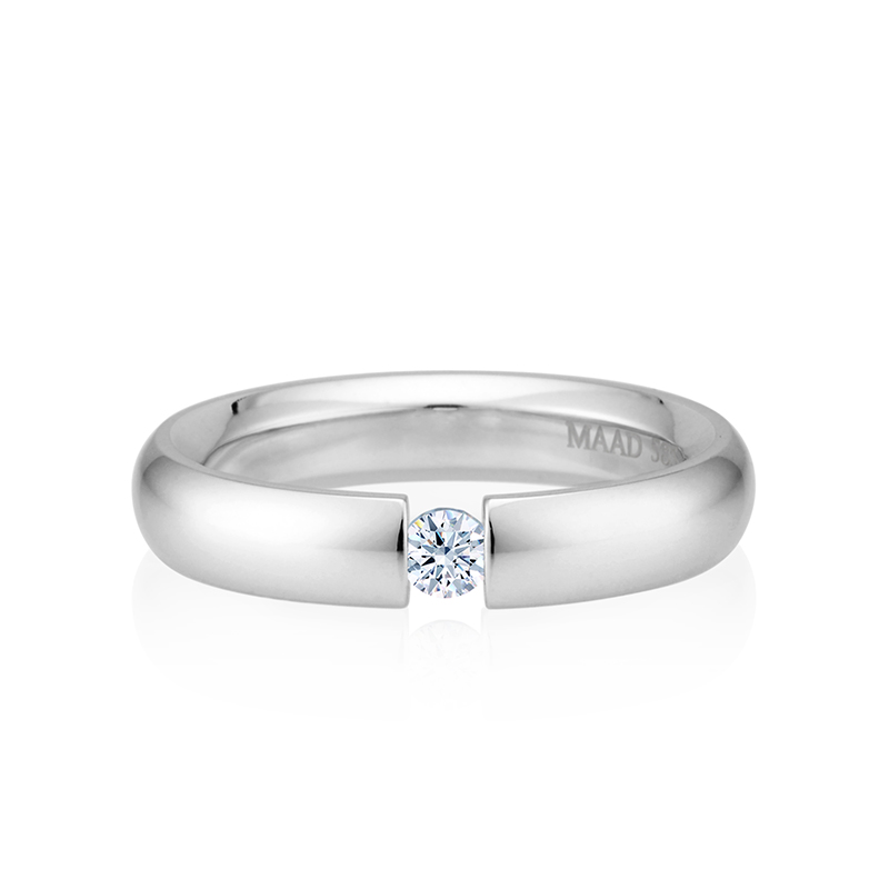 잉글리쉬헤로스 텐션밴드링 (4mm) 14k 화이트골드 0.1ct