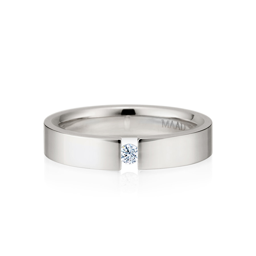 게르만헤로스 텐션밴드링 (5mm) 14k 화이트골드 0.1ct