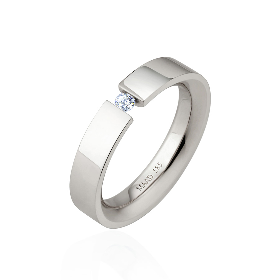 게르만헤로스 텐션밴드링 (5mm) 14k 화이트골드 0.1ct