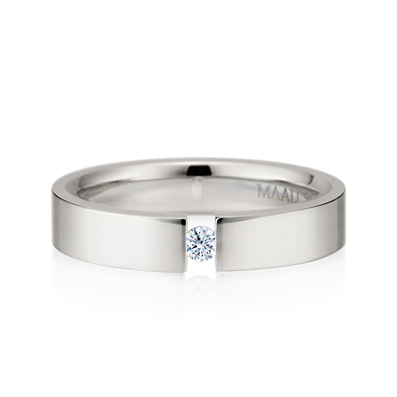 게르만헤로스 텐션밴드링 (5mm) 14k 화이트골드 0.1ct
