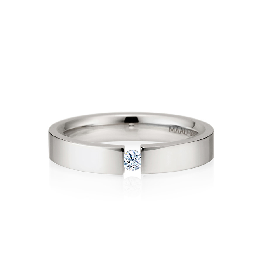 게르만헤로스 텐션밴드링 (4mm) 14k 화이트골드 0.1ct