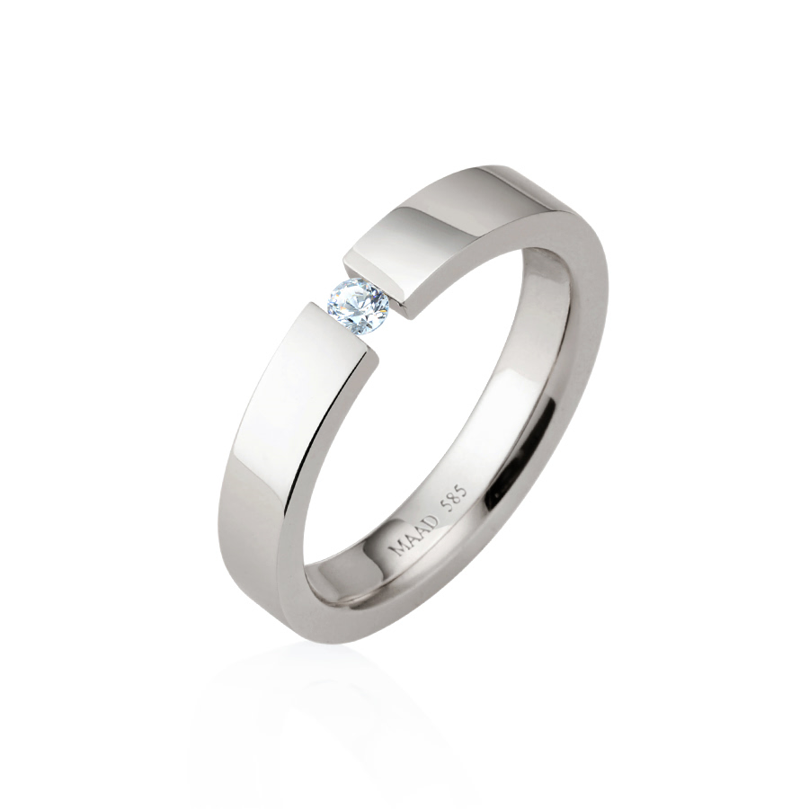 게르만헤로스 텐션밴드링 (4mm) 14k 화이트골드 0.1ct